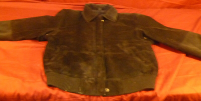 Veste Aviateur Vintage St. John's Bay - Cuir Daim Noir, Taille L (homme) - Très Bon état