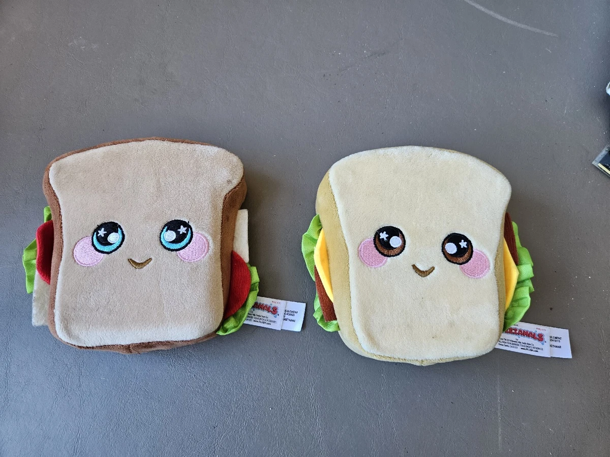 Kids Soft Plush Squeezamal Lot Of 2 Sandwiches Play Food Cute