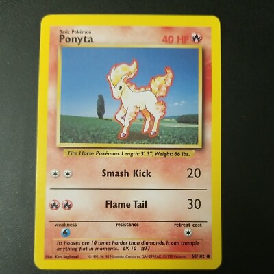 Ponyta 60/102 - VINTAGE WOTC POKEMON CARD - BASE SET - NM