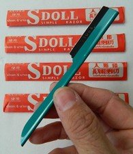 VINTAGE SDOLL BRAND SHAVING RAZORS, 5" OV, ALL METAL, STAINLESS BLADES, LOT OF 4