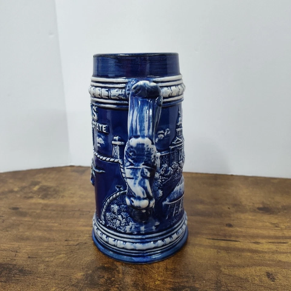 Taza de cerveza de cerámica vintage azul Texas Lone Star State Japón para Placo Foto 4 de 4