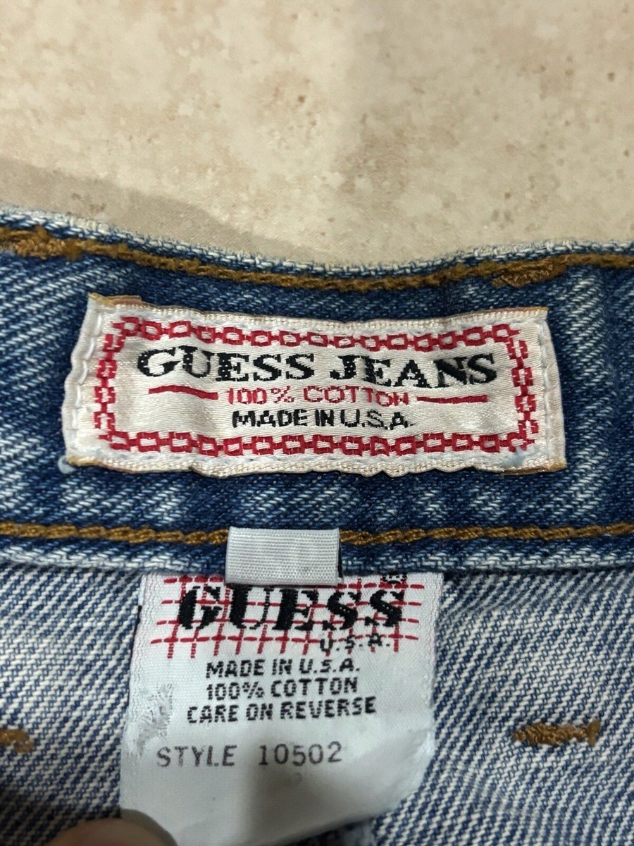Vintage Guess Denim Jean Skirt Size 26 Blue Made In USA Red