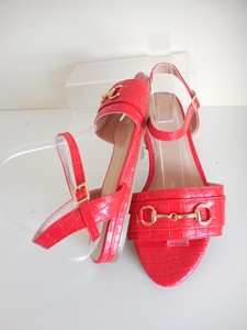 Low Red Strappy Summer Sandals Size 8 
