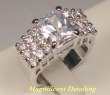 CLEARANCE! 5 Ct Radiant Cut Simulated Moissanite Engagement Ring Stainless steel