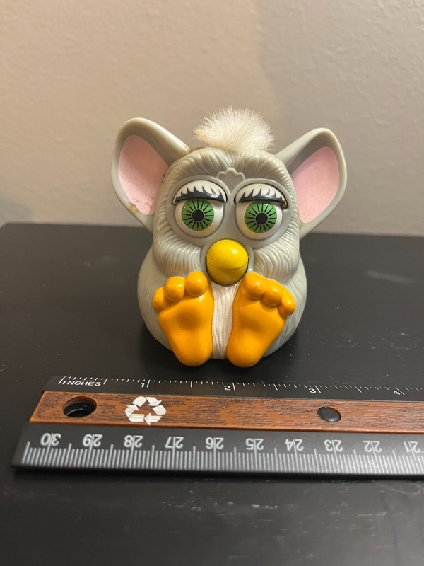 McDonald's Happy Meal Toy Furby Light Gray and White with White Hair