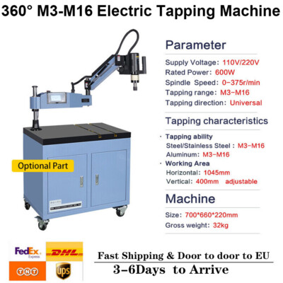 360° M3-M16 Electric Tapping Threading Drilling Machine Tapper Arm DIN Collets
