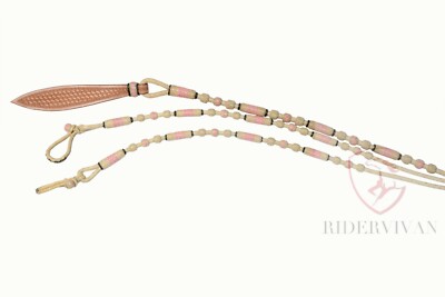 Romal Reins En Cuir Brut Naturel – 20 Tresses, 48 Cm, Rider Vivan
