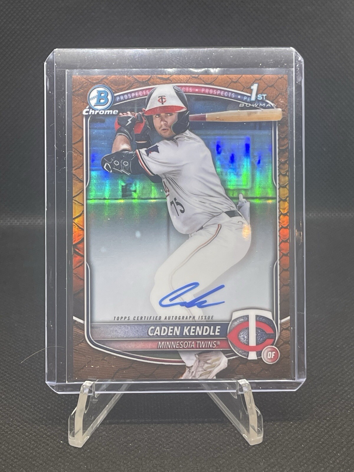 2025 Bowman Chrome Caden Kendle 1st Bowman Auto Orange Reptilian /25 #CPA-CKE
