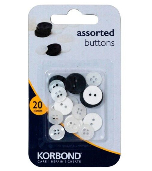 Korbond Assorted Size Buttons Sewing Craft Dressmaking Replacement - 20 Pieces
