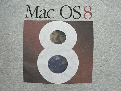 Vintage Apple Macintosh Mac OS8 Single Stitch Short Sleeve Grey
