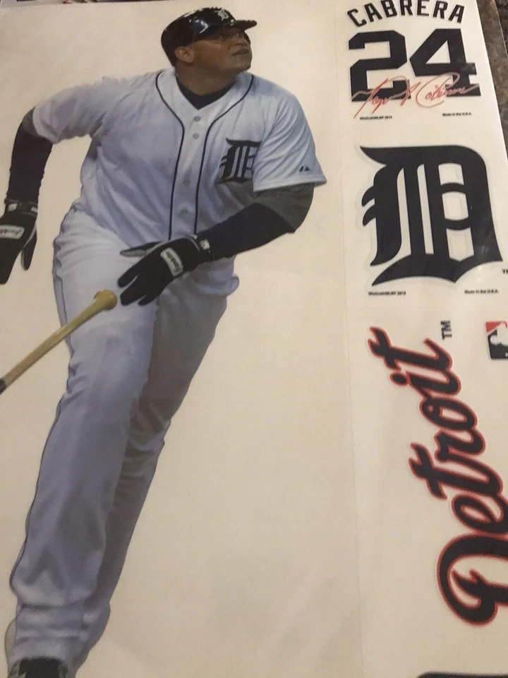 MLB Detroit Tigers Miguel Cabrera Win balsa juego de calcomanías 2013 8”x15” jugador ++ Foto 2 de 4
