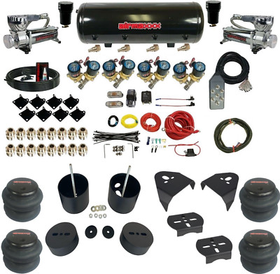 FastBag 1/2'' Air Ride Kit with Chrome 580 Fits 1988 98 Chevy/GMC 1500 2wd Truck
