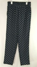 LANDS END Womens Navy Blue Patterned Pull on Elastic Waist Jogger Style Pants 4
