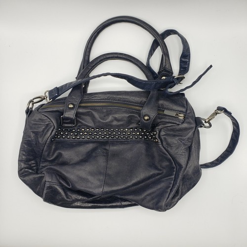 Treesje Satchel Handbag Stud Embellished in Dark Navy Studded Design Purse - Picture 2 of 7