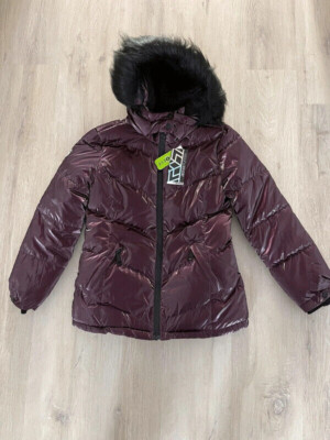 Justice for Girls Winter Puffer Jacke mit Sherpa Futter, Fellrand, Gr. 6/7, neu