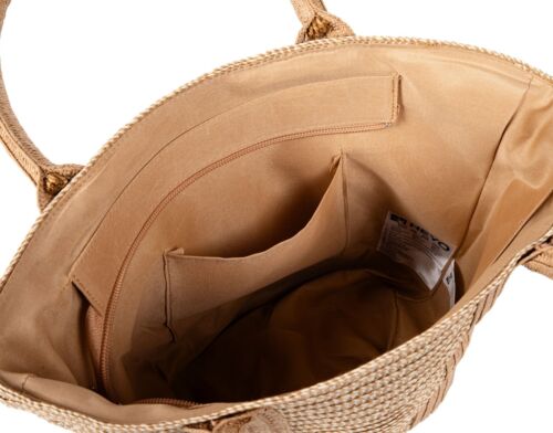 Strandtasche Damen Stroh Damentasche Handtasche Reißverschlus Tasche Shopper Bag - Bild 4 von 5