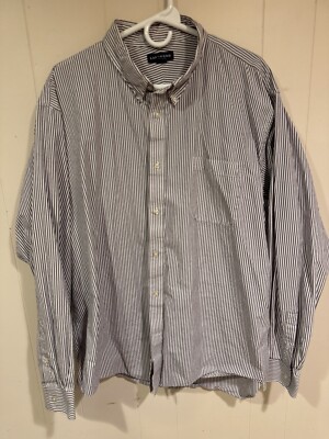 Men's Purple Striped Lands End Long Sleeve Dress Shirt Button Up Size 2XL |  eBay