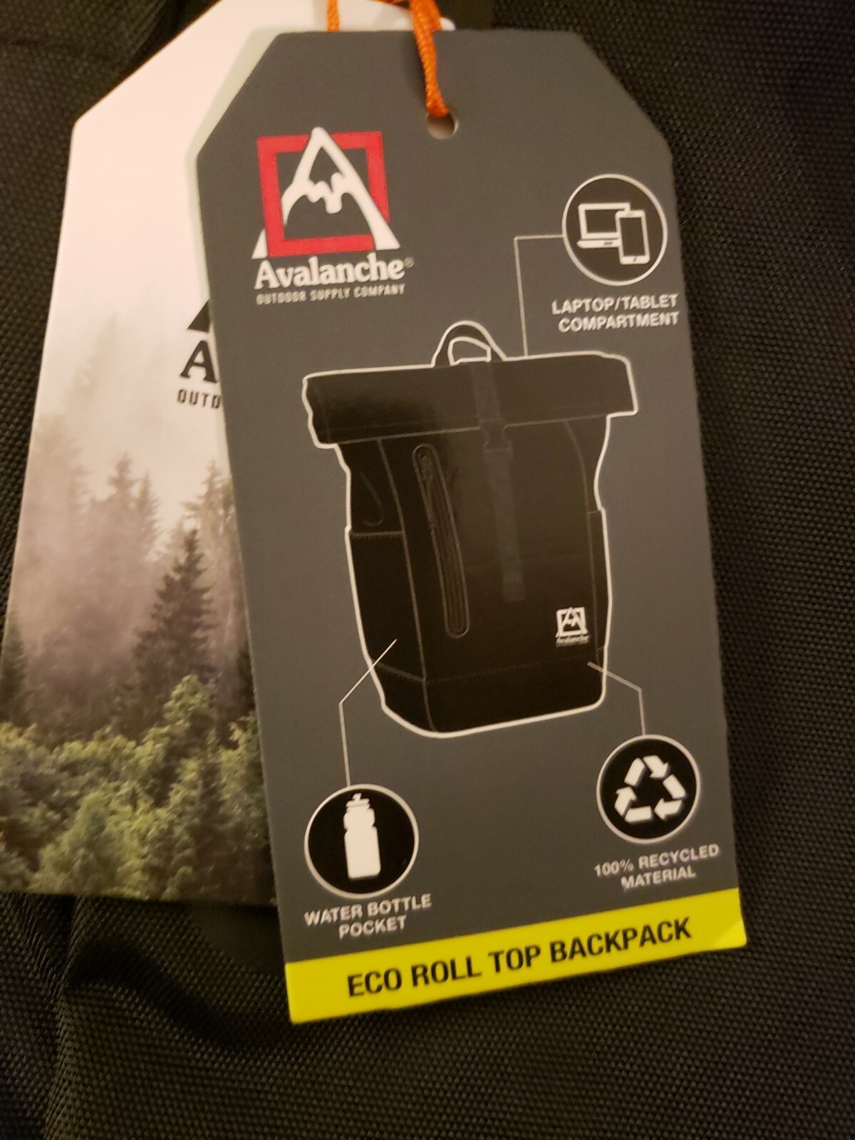 Avalanche 20L Eco Roll Top Backpack with Laptop Pocket Black NEW WITH TAGS!