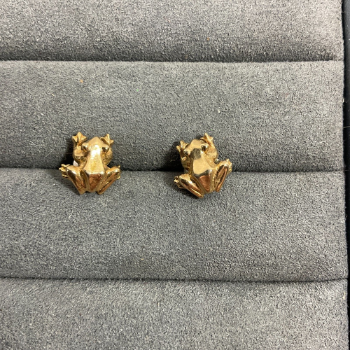 Boucles D'Oreilles Vintage AVON 1987 - Fleurs Polies Or Sur Tiges Acier Chirurgical