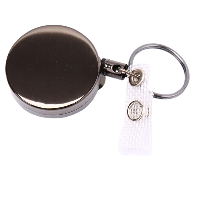 1pc Retractable Badge Holder Reel Name Card Keychain Metal ID Belt Clip