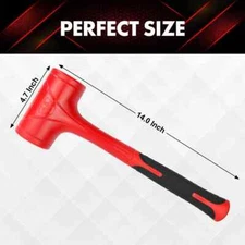 YIYITOOLS Dead Blow Hammer-45oz(3LB), Red and Black, Shockproof Design, No Re...