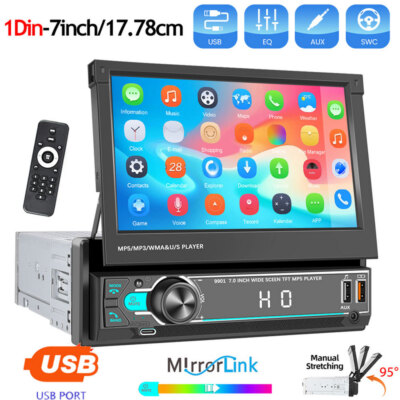 1DIN 7'' Flip Autoradio Touch Screen Bildschirm Bluetooth USB SD MP5 Player Radio