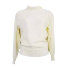 VTG Ivory Knit Turtleneck Sweater Pearl Accent Women's Large 80s Andrew St. John