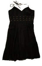 Nine West Black Beaded Silk Summer Dress for Women Casual Party
