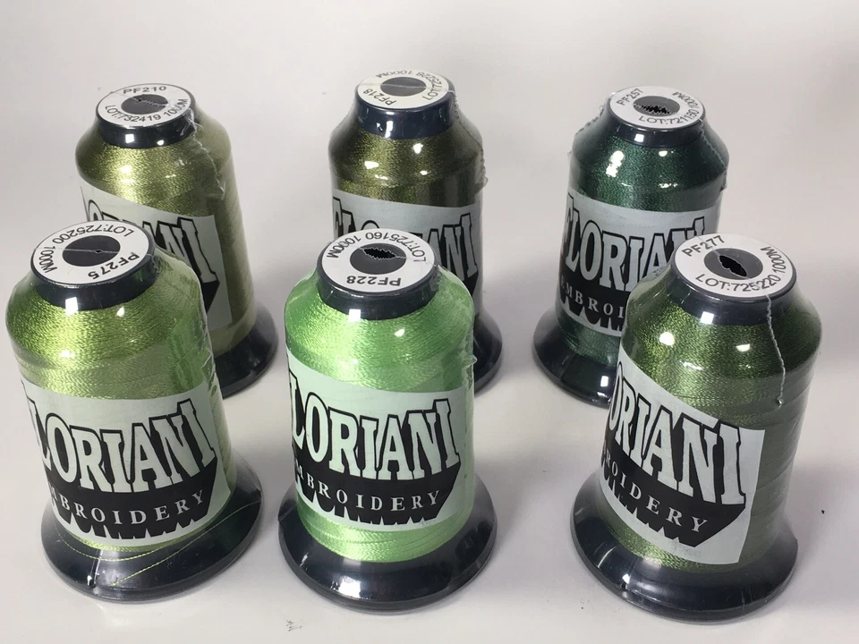 New SIX Shades Of Green Floriani Polyester Embroidery Thread Lot - Image 4 of 4