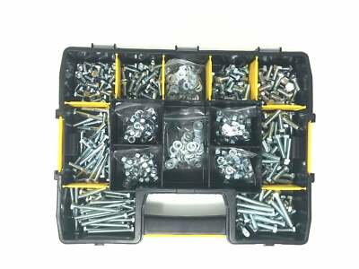 500 Stück Stanley Box 1/4 & 5/16 UNC ZINKMUTTERN SCHRAUBEN UND SCHEIBEN SORTIMENT KIT