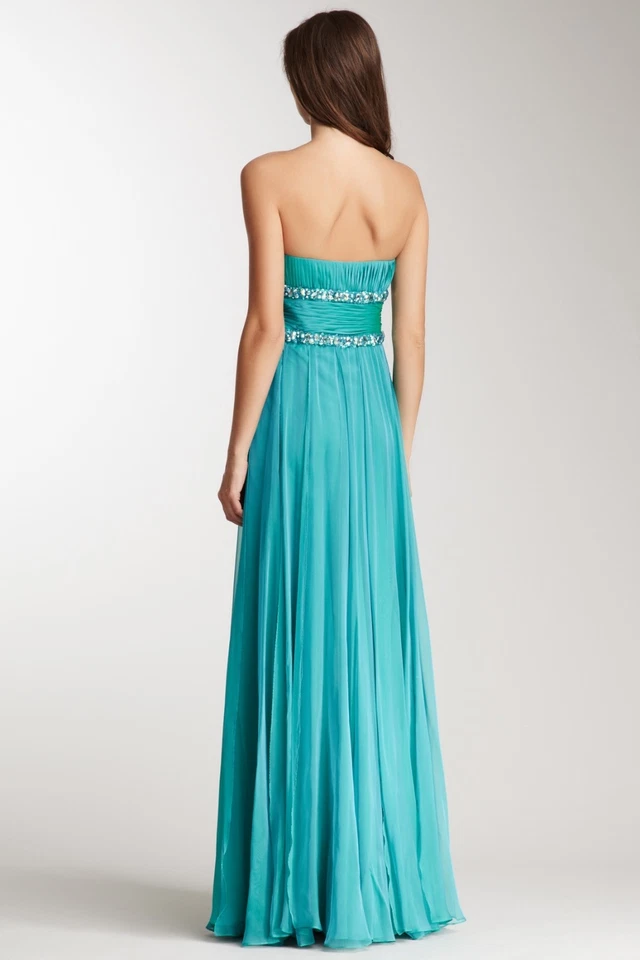 La Femme blue, green, chiffon evening dress, formal, prom, pageant, size 4, long - Image 2 of 4