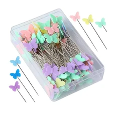 100pcs Pastel Butterfly Head Straight Pins - New