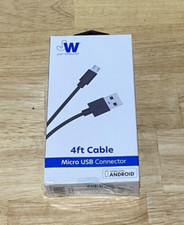 Just Wireless 4ft TPU Micro USB to USB-A Cable - Black New