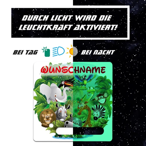 Dschungel Folie Nachtleuchtend mit Wunschname für Toniebox Aufkleber Y031-12
