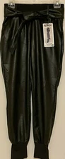 Rewash Women's Size XS Black Vegan Leather Belted Jogger Pants New with Tags