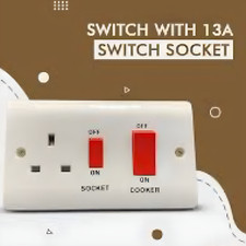 White High Quality Cooker Socket Switch 45A With Switched 13A Socket Switch UK