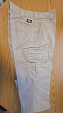 Dickies Beige Cargo Straight Fit Regular Men's Pants Polyester Cotton