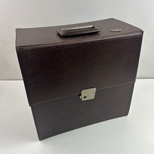 Vintage Vinyl LP Record Storage Case With Key Brown 12 Inch Album Box
