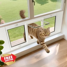 Cat Door for Window, Fits 23"-28" Width Windows, Quick-Fit Pet Door Window In...