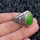 Copper Turquoise Ring 925 Sterling Silver Handmade Statement Men's Ring B108
