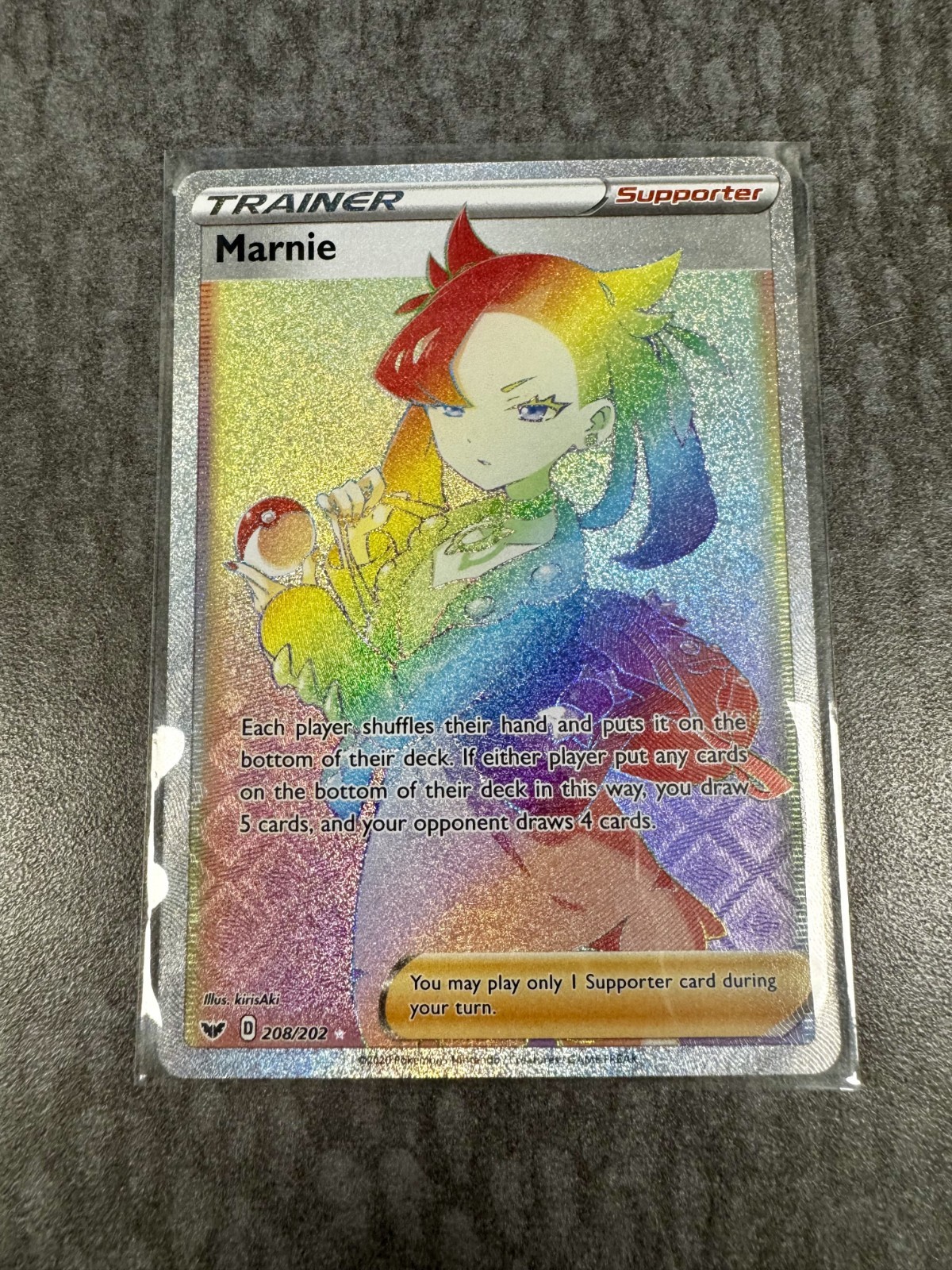 Marnie Trainer 208/202 Holo Rainbow Full Art Rare Pokémon Near Mint