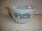 VTG Anchor Hocking Fire King Blue Heaven Atomic Mixing Bowl White Glass Gray 7"