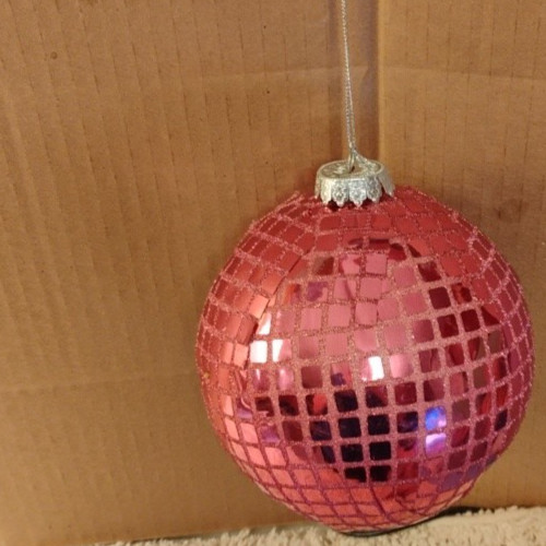 disco ball ornament pink 5inch