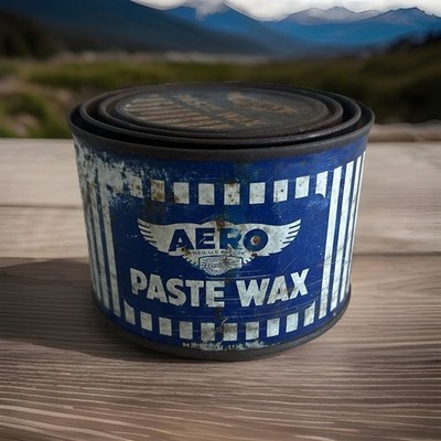 Vintage Aero Paste Wax Can w/ Lid (Empty) Made In USA Gas Oil