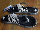 Plaka Hand-Woven Thong Sandals Women's Size 9 Black Zebra Shoes w/ Dust Bag, NEW — photo 1