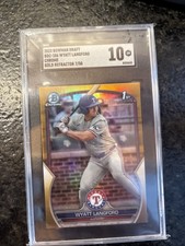 2023 Bowman Chrome Draft Wyatt Langford Gold Refractor /50 SGC 10 Gem Rookie RC