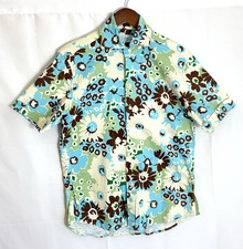 Seaplane Men's Size 2XS Made in USA Retro Floral Pattern S/S Button Up Shirt