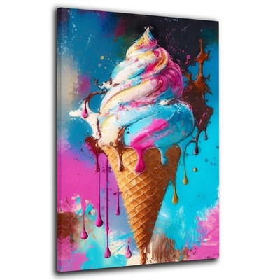Pop Art Eis bunt Leinwandbild Wandbild Kunstdruck XXL Dekoration