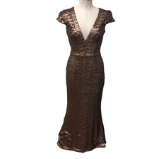 Dress The Population Lina Sequin Gown Formal Dress Womens Small Brown Party Prom