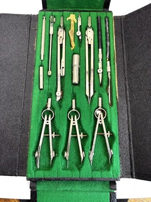 Vintage SEARS TOWER 607.51052 Engineering Drafting Tool Set Kit w/Case Germany